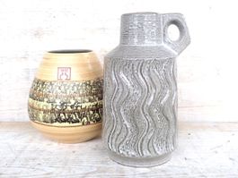 2 Vase Keramik WR Carsten 70er Lava Krug Design Mid Century