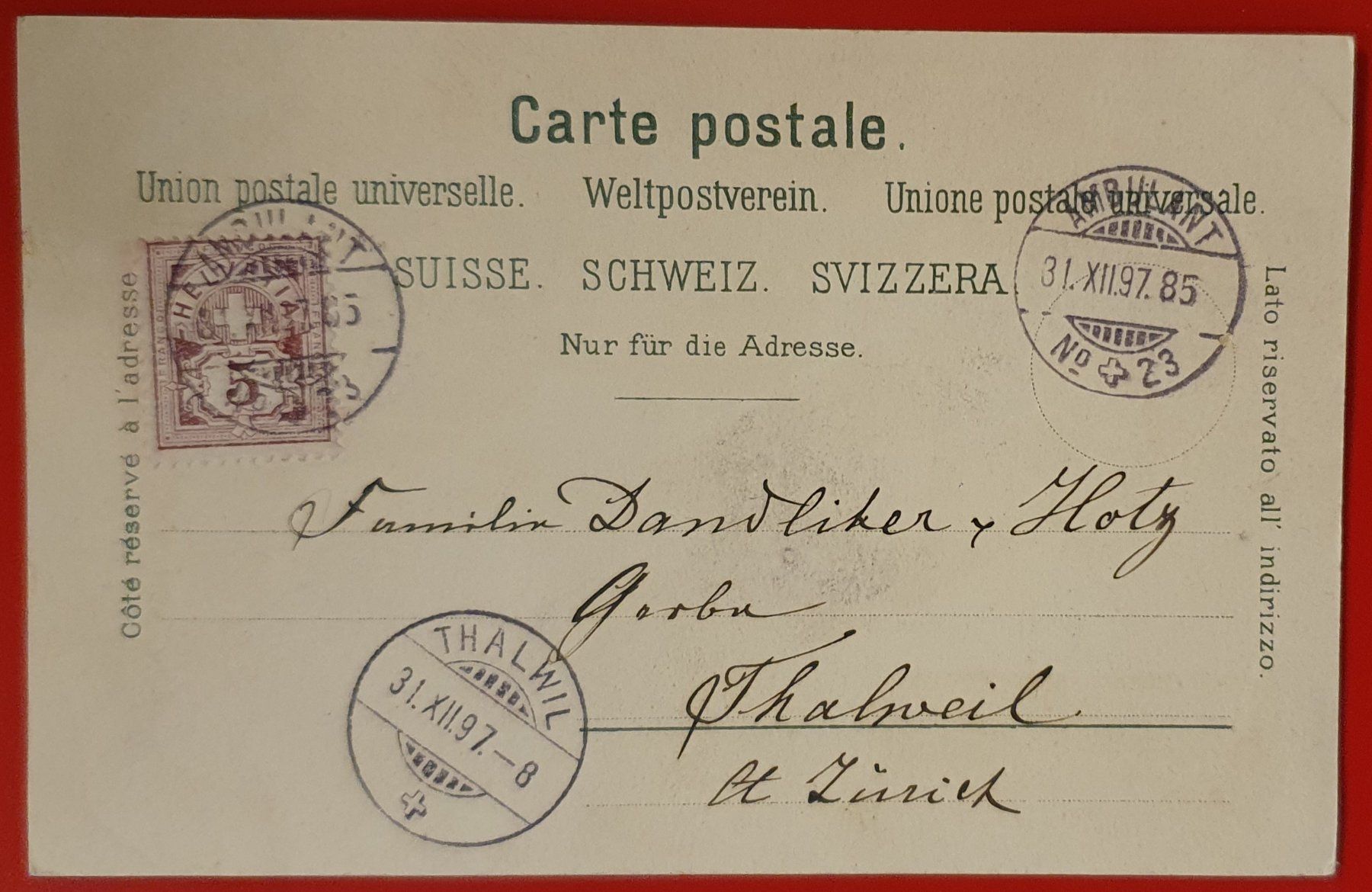 Cartoline postali: Gruss aus Baar 1897 – Usato da Kreuzlingen venduto da Rschweiz1 1