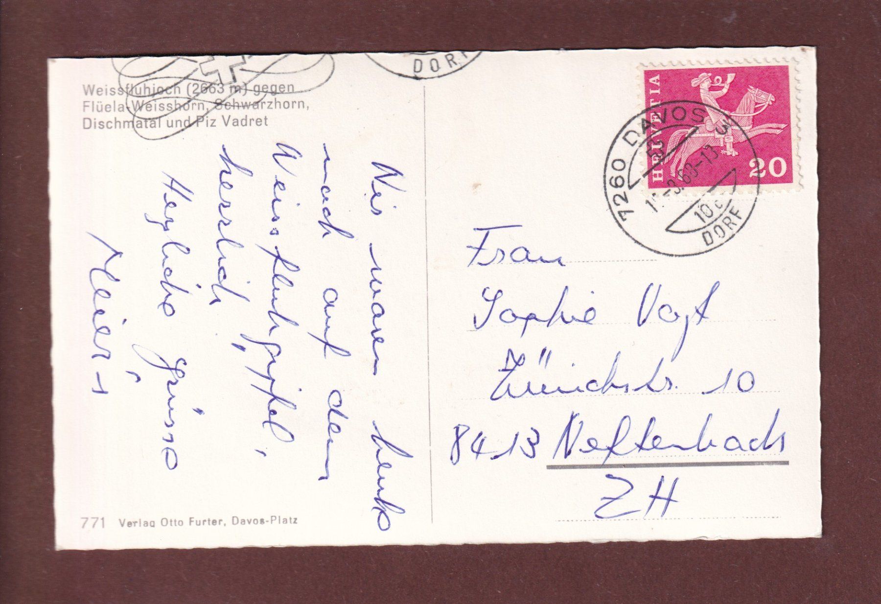 Cartoline postali: WEISSFLUHJOCH - 1968 – Usato da Pully venduto da nicecards 1