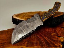 Geprüft! 1A Knife Faltenstahl DAMASCUS Damast Jagd Messer