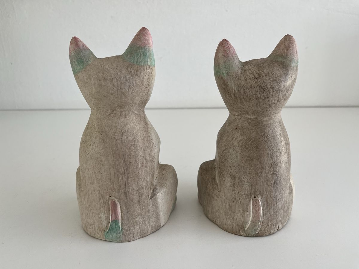 Statuette: 2 Katzen aus Holz – Usato da Wetzikon ZH venduto da seli03 4