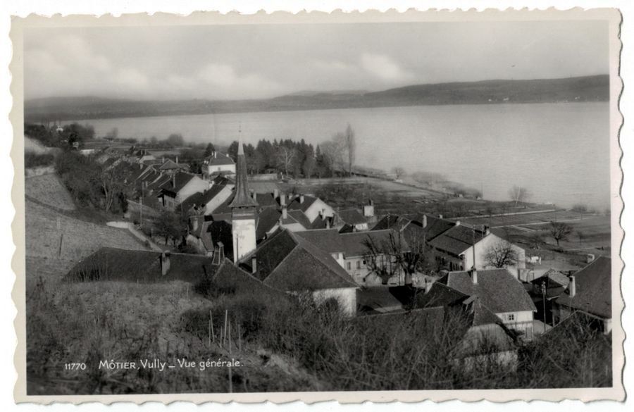 Cartoline postali: Môtier, Vully, vue générale, circulée 1950 – Usato da Frauenfeld venduto da POML