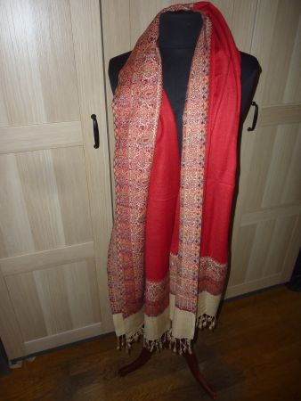 écharpe d'hiver rouge motifs indiens neuf pour femme