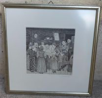 Radierung H. Anliker am Sterbebett