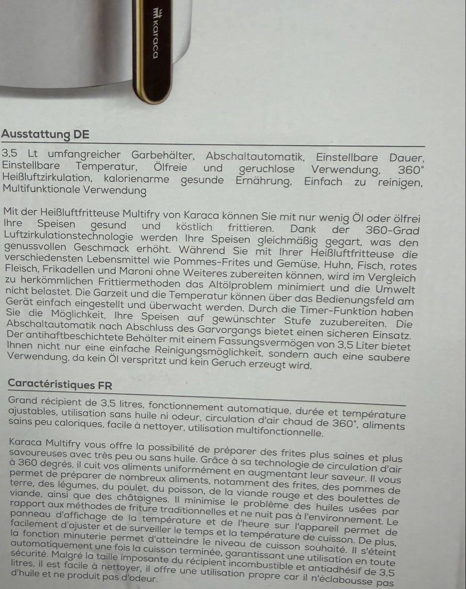 Küchengeräte: Heissluftfritteuse Karaca Multifry 3.5 Liter Neu – Neu und originalverpackt aus Matzingen von Selsen 2
