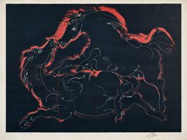 Erni Hans "3 Pferde" Original handsignierte. Lithografie