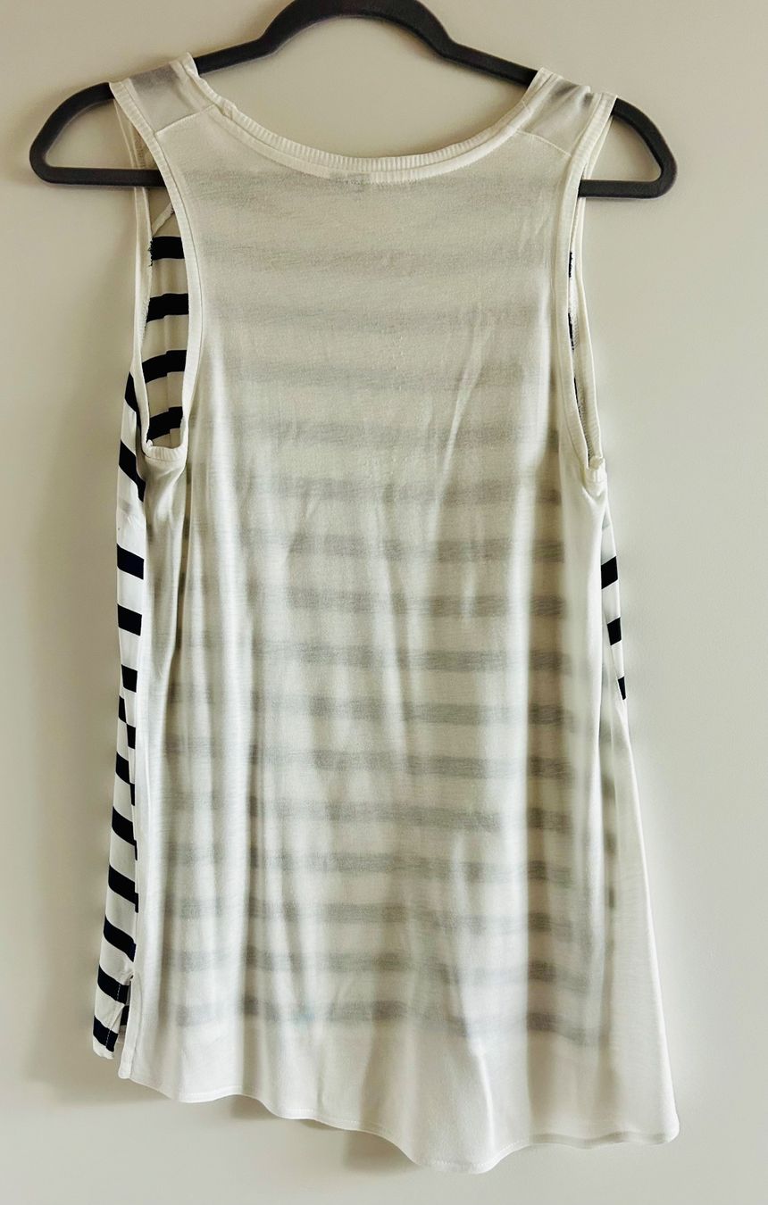 Tops: Langes blau/weiss gestreiftes Top, Maritim – Gebraucht aus Bern von Chuerbis 1