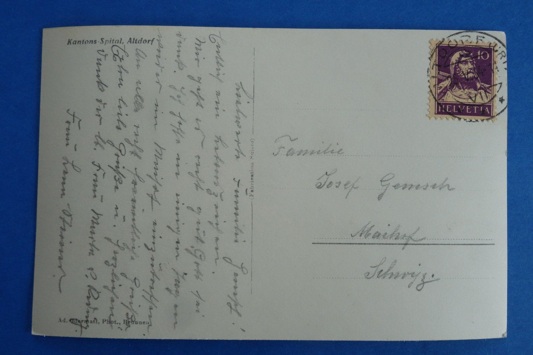 Cartoline postali: ALTDORF - KANTONS SPITAL - 1934 – Usato da Ibach venduto da Ibanto 1