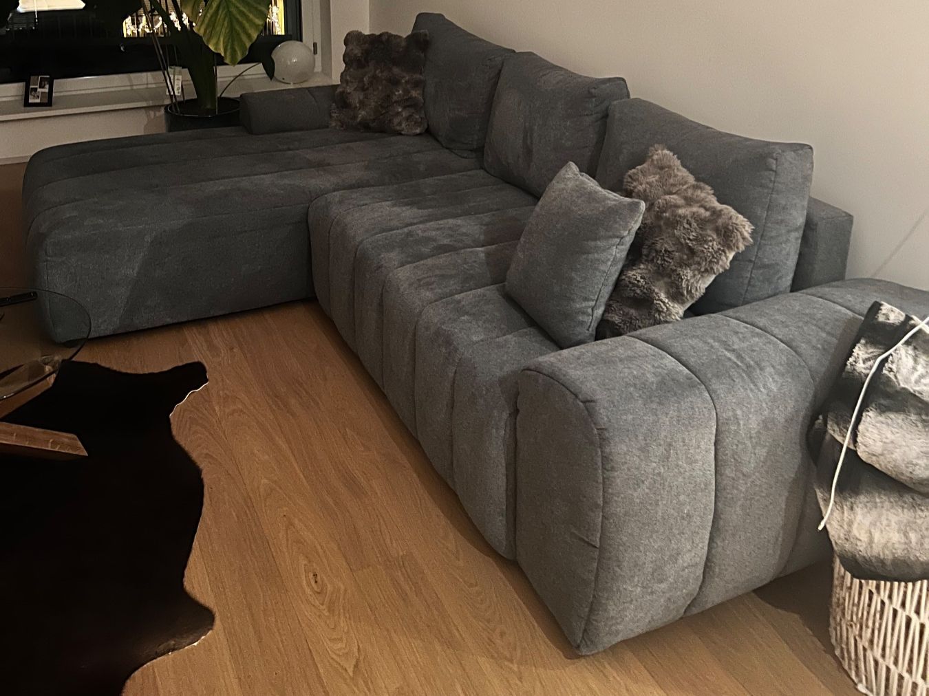 Divani: ECKSOFA Flachgewebe Dunkelgrau – Nuovo (secondo la descrizione) da Zürich venduto da motionsell 4