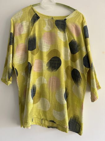 Damen Bluse gelb mit Muster 3/4 Ärmel guter Zustand