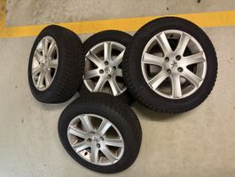 4 Alufelgen mit Winterreifen 205/55 R16 91H M+S für Peugeot