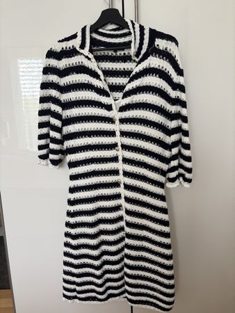Maje Sommer Strickkleid gestreift Schwarz/Weiss