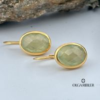 Klassische Sterling Silber 925 Ohrringe mit Prehnite