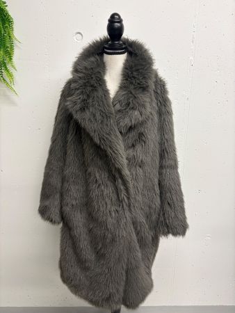 Kunstfell Mantel grau lang flauschig wie neu Gr. S