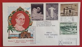 VATIKAN FLUGPOST PAPST PAUL FLUG ROM BOMBAY INDIEN FDC 1964