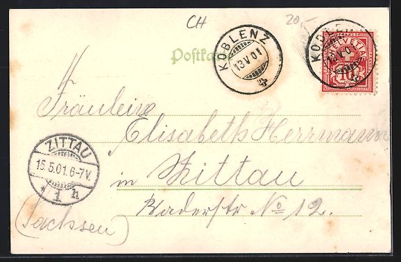 Cartoline postali: Koblenz, Gasthaus zur Post, Totalansicht – Usato da Berlin venduto da bartko-reher 1