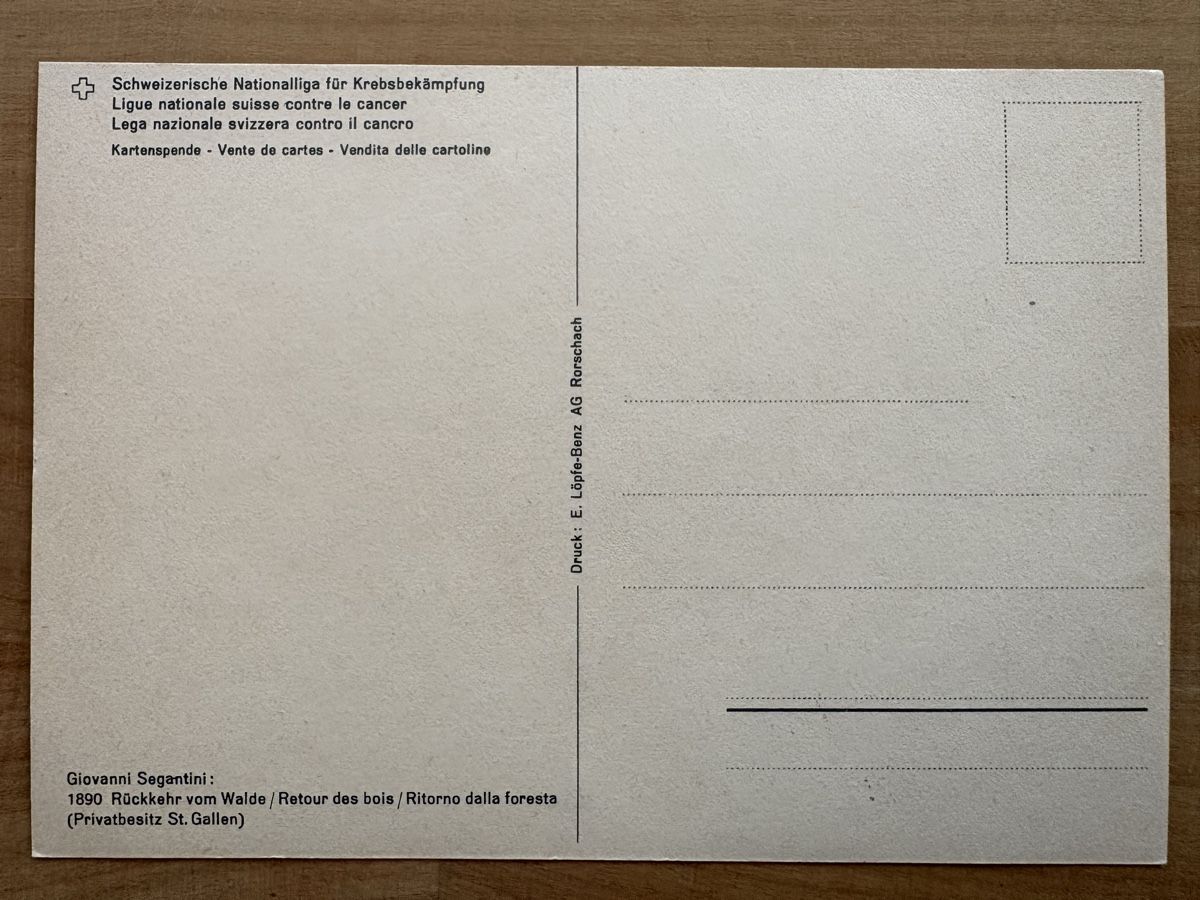 Cartoline postali: AK mit Kunst von Giovanni Segantini – Usato da Rümlang venduto da Kartenpost1 1