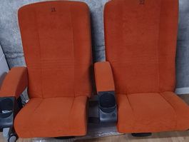 Zwei Kinosessel orange Stoff gebraucht guter Zustand