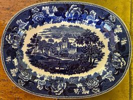 Antike Wedgwood Servierplatte oval, Kollektion "Landscape"