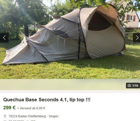 Decathlon Tende : Quechua Base Seconds  4.1 Zelt / Tente – Usato da Collonges venduto da arashee 4