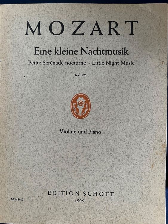 Noten - Mozart - Eine kleine Nachtmusik - Geige und Klavier | Kaufen ...