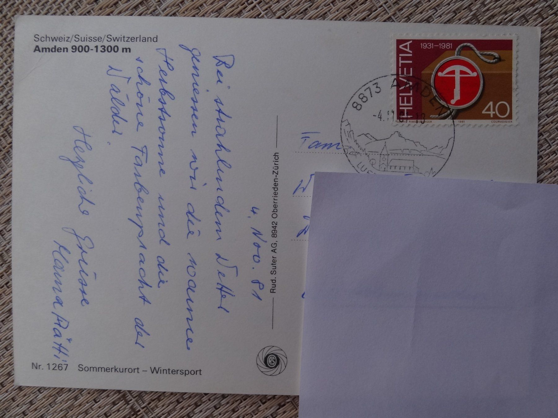 Cartoline postali: Gruss aus Amden - SG - 1981 – Usato da St Léonard venduto da Riglin 1
