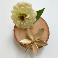 Brosche TRIFARI Blatt mit Strass-Stein VINTAGE 1970s