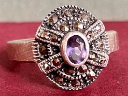 Silberring Amethyst/Pyrit (55)