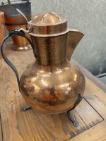Cafetière vintage en cuivre martelé avec support métal! (57)