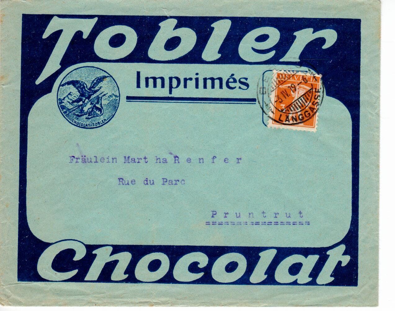 Alle Briefmarken: Brief, Tobler Chocolat – Gebraucht aus Wolhusen von Curver9