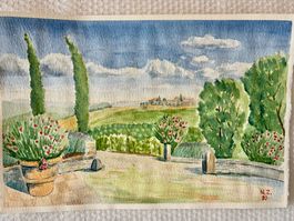 💚 Handgemaltes Aquarell einer Toskanischen Landschaft 💚