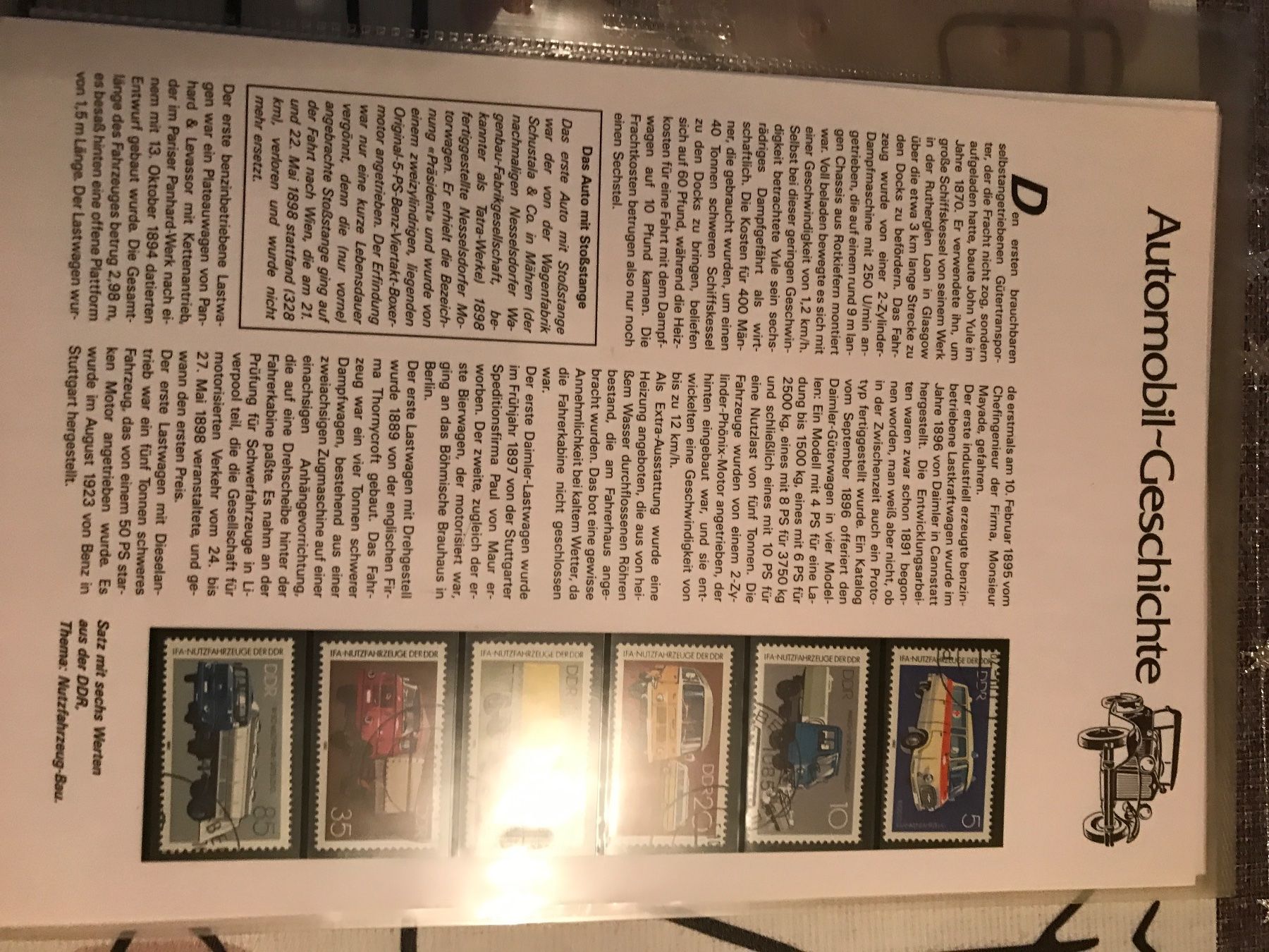 Tutti i francobolli: 9 Seiten Automobil-Geschichte 1986 – Usato da St. Gallen venduto da Setin 2