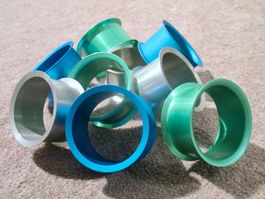 9x Aluminium Ring Spule Metall Trommel Metallic 3 Farben