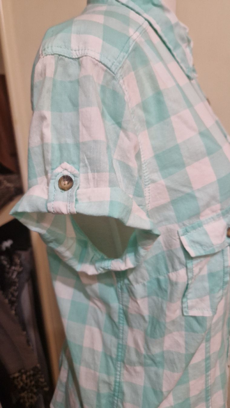 H&M Camicette: Sommerbluse, türkis-weiss kariert, Gr. 44 – Nuovo (secondo la descrizione) da Oberengstringen venduto da Sheera7 4