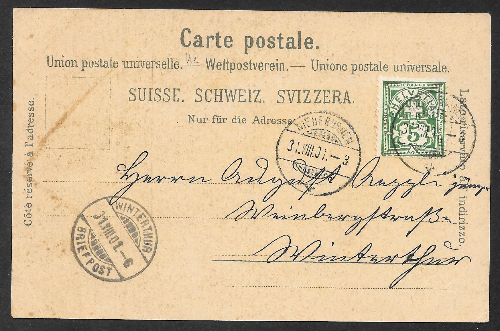 Cartoline postali: Mollis farbige Lithografie 3 Bilder – Usato da Olten venduto da clotaldi 1