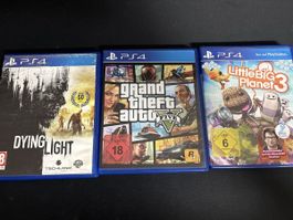 PS4 Spiele: Dying Light, GTA V, LittleBigPlanet 3