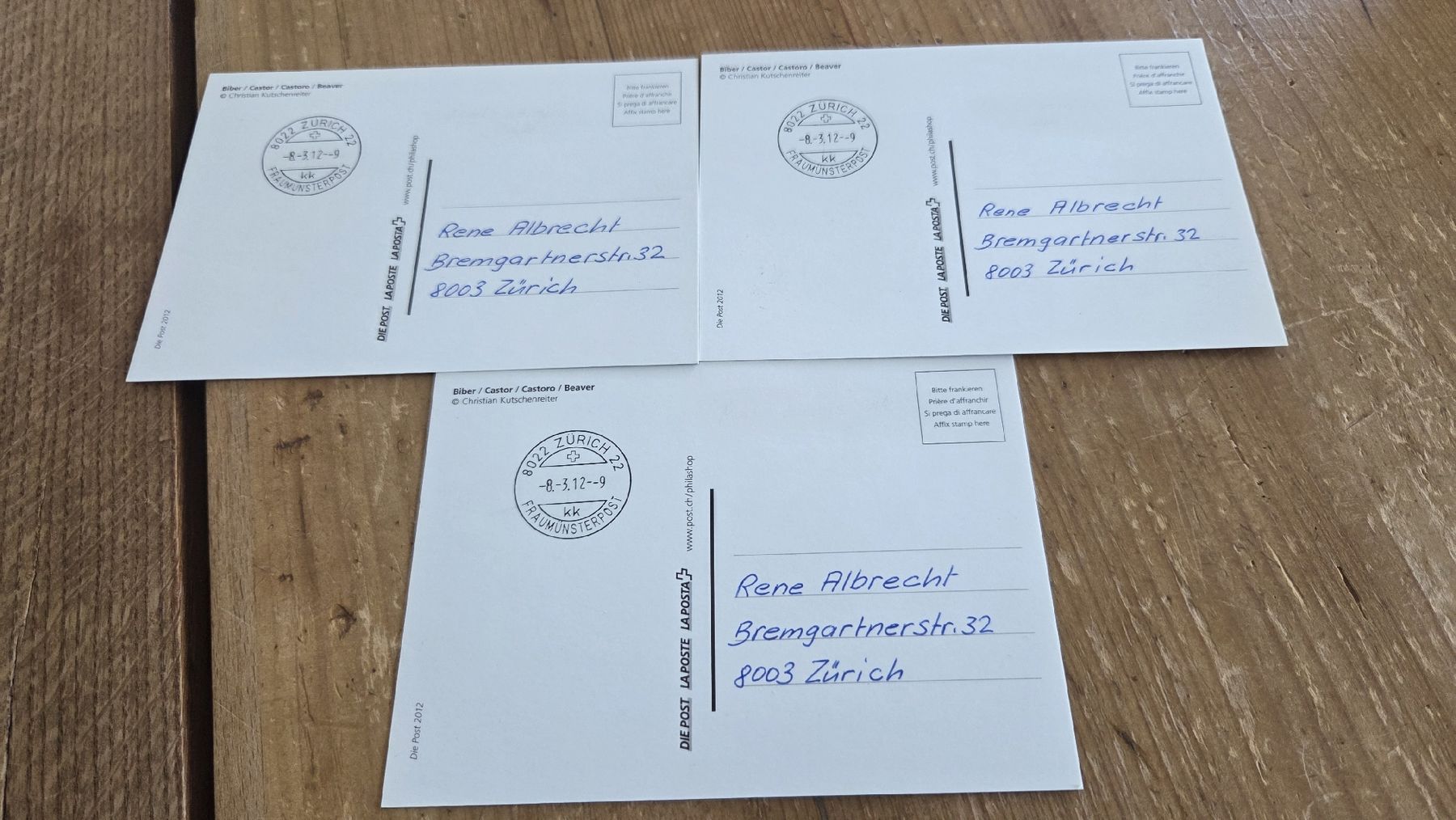 Tutti i francobolli: 2012 3x FDC Maximumkarten Vollstempel Biber – Usato da Arni AG venduto da Moth68 1