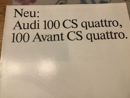 Audi 100 CS/100 Avant CS quattro Faltprospekt 8 Seiten