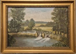 Ancien tableau "Val des écoliers" La Marne paysage France