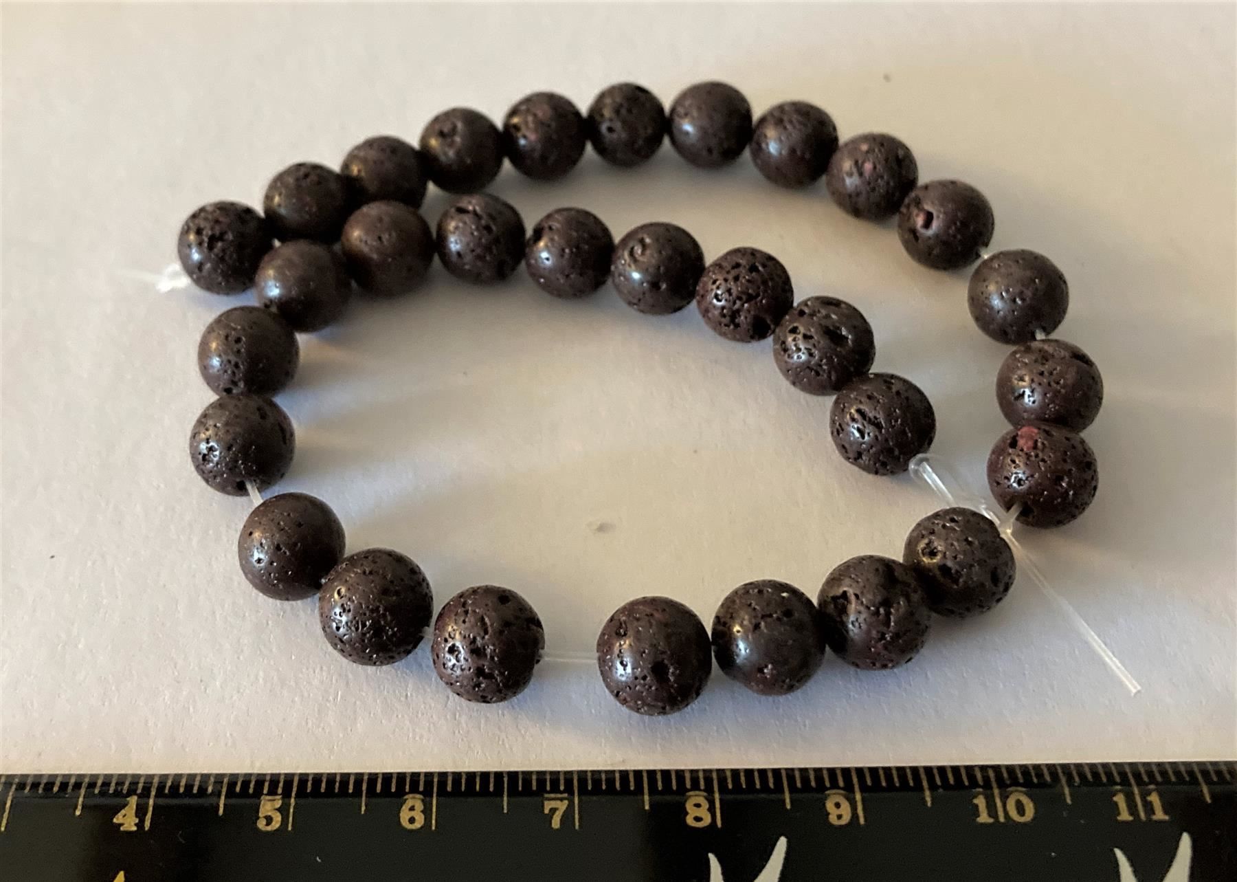 Perle (finte): 30 perles Lave brune, rondes 8 mm / Lava – Nuovo e nell'imballaggio originale da Goumoens-la-Ville venduto da brandonv
