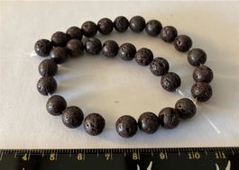 30 perles Lave brune, rondes 8 mm / Lava