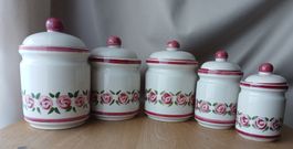 Keramik Vorratsdosen Set, 5-teilig, Rosenmuster, Vintage
