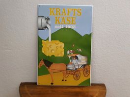 Emailschild Kraft Käse Pferd Kutsche Emaille Schild Reklame