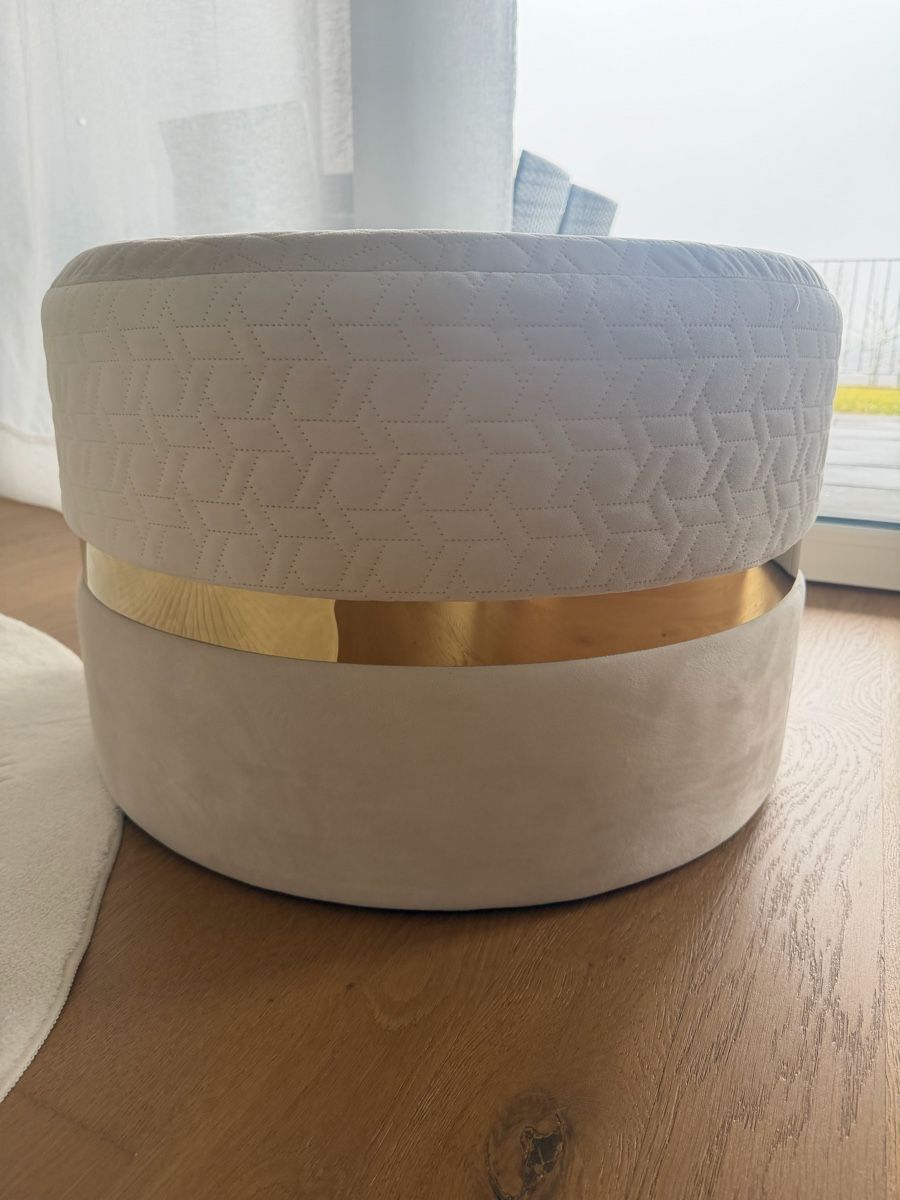 Sgabelli: Runder Hocker beige mit Goldring – Usato da Lengnau BE venduto da oka_x9s8