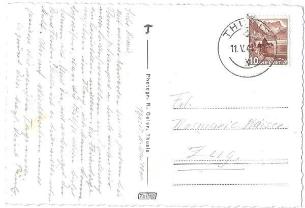 Cartoline postali: Thusis Dorfpartie mit Piz Beverin – Usato da Olten venduto da clotaldi 1
