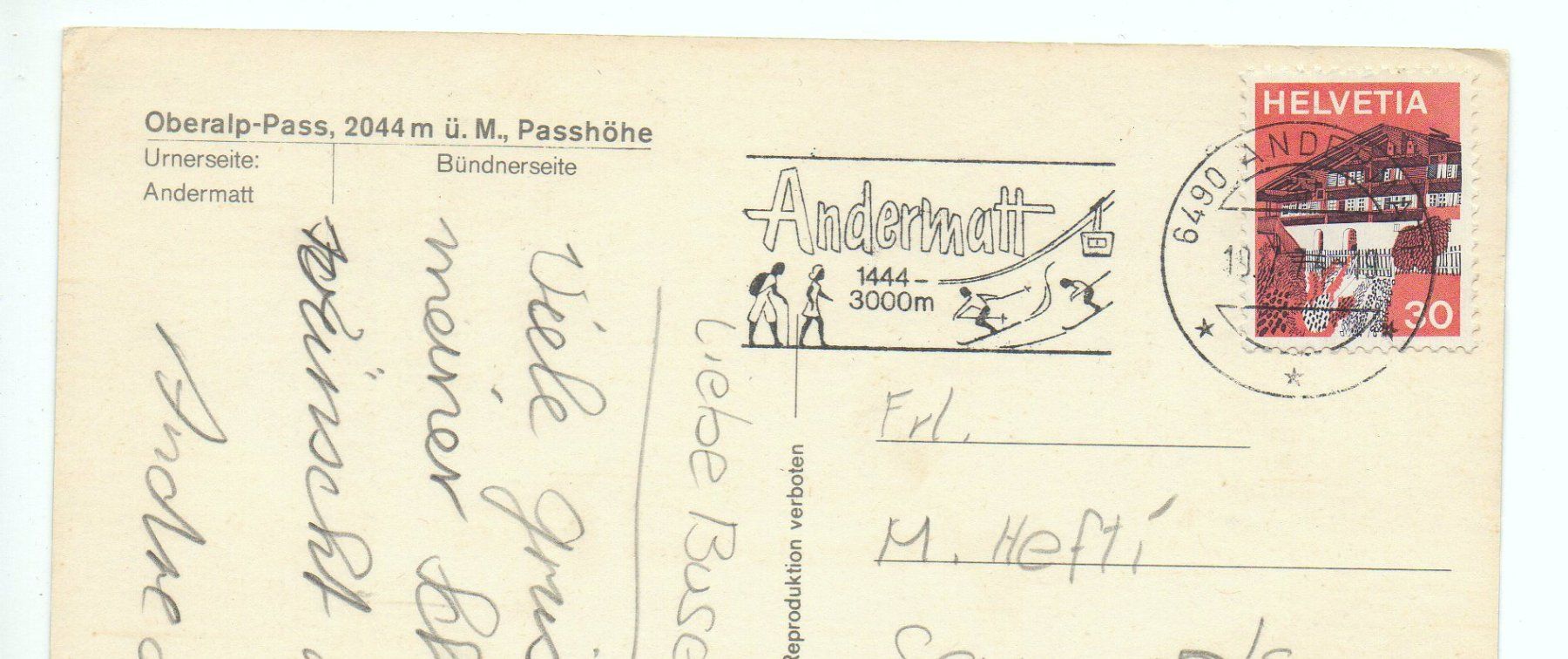 Cartoline postali: OBERALP-PASS mit Andermatt und Bahn – Usato da Jona venduto da philajona 1