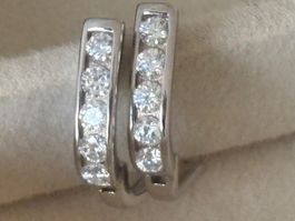 Luxus Elegante Zirkonia Ohrstecker Ohrschmuck  Farbe:Silber