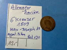 ALLEMAGNE : 6 KREUZER 1809 - MAX-JOSEPH 1e -