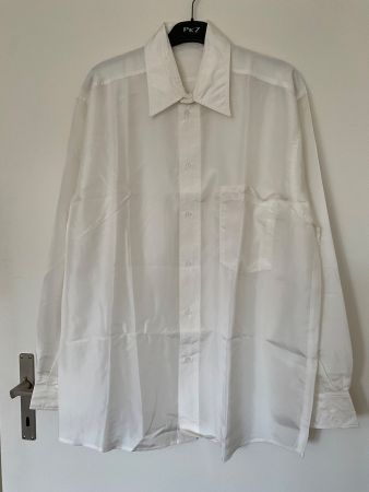 Herren 100% Seiden Hemd Gr L weiss NEU