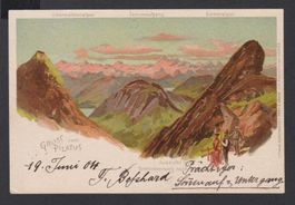 Pilatus   -   alte Litho-Ansichtskarte von 1904